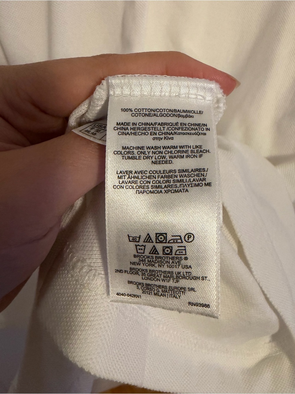 Brooks Brothers White Pique Polo Shirt Men's Large Classic Fit Short Sleeve - Picture 8 of 8